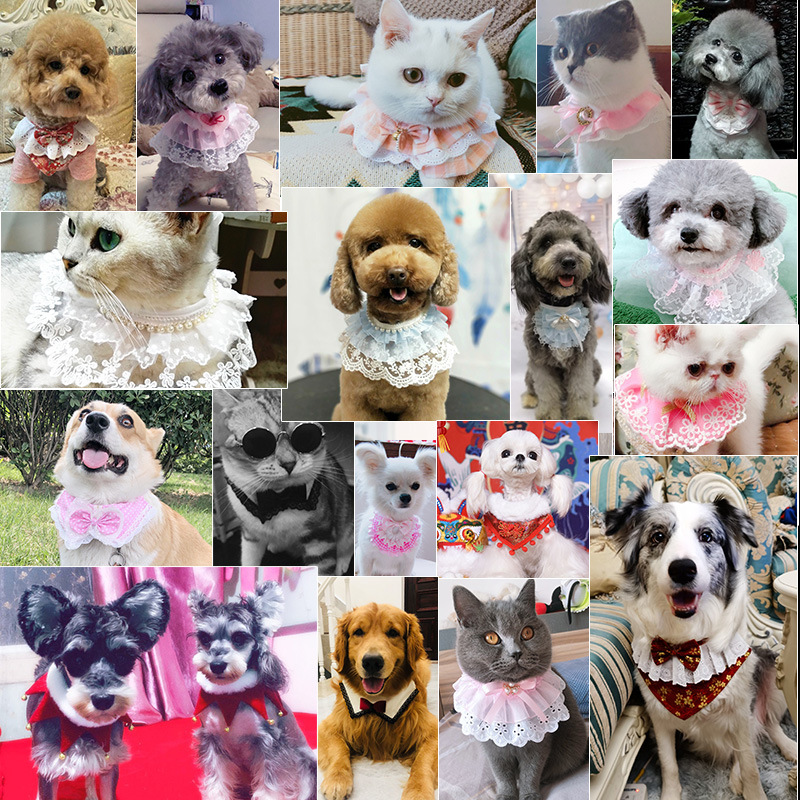 Pet Mouth Towel Lace Princess Dog Scarf Triangular Bandana Accessory Bib Cover Cat Collar Decor