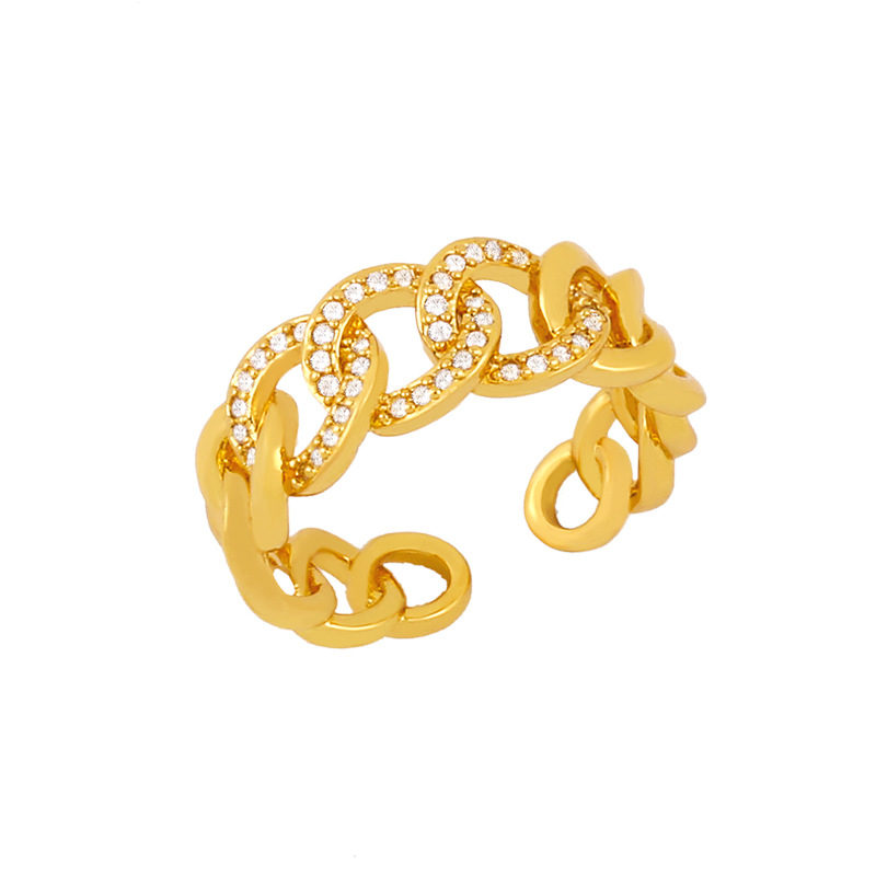 Fashion Hip-hop Ring Zircon Micro-inlaid Rings Women's Hollow Chain Ring Wholesale display picture 3