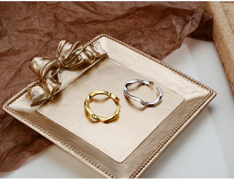 Simple Style Irregular Solid Color Silver Plating Open Ring 1 Piece