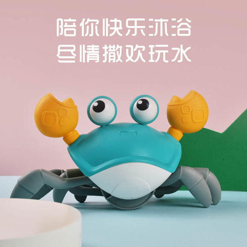 网红抖音爆款拉绳螃蟹夏季儿童戏水发条玩具沙滩拉绳手溜地摊玩具|ru