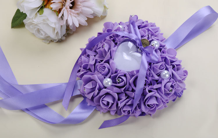Cross-border foreign trade pe foam ring box, heart-shaped ring pillow, Western-style wedding supplies, rose pvc box packaging, hanging decoration detail image 11