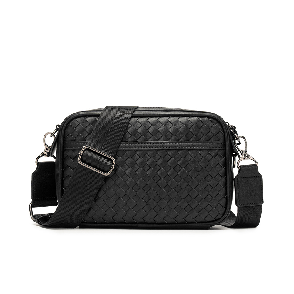 Fashion Weave Leather Shoulder Bag Men Crossbody Bags Luxury Design Cross Body Messenger Bag Male Shoulder Bag Bandolera Hombre