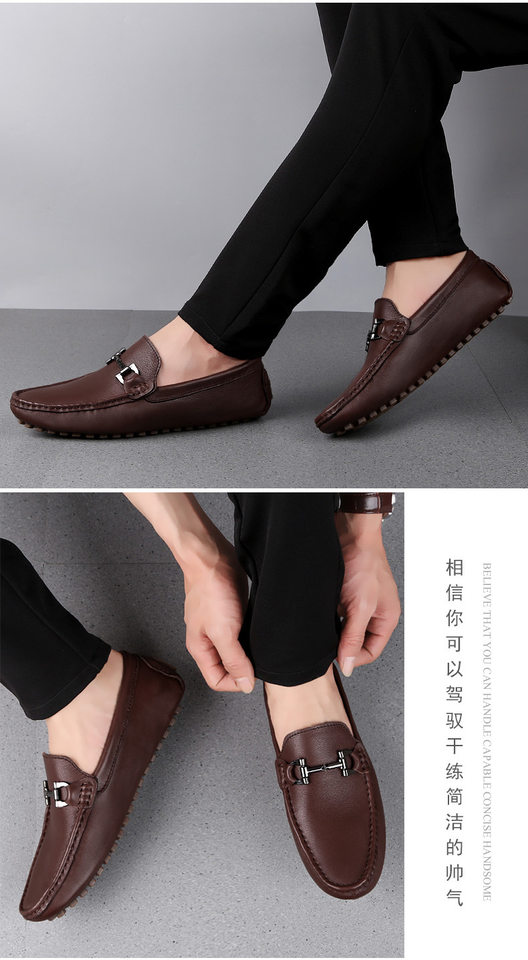 Giày lười nam da bò mũi tròn đế bệt kiểu Anh, dễ mang — màu đen, Màu nâu , Màu trắng chi tiết 17