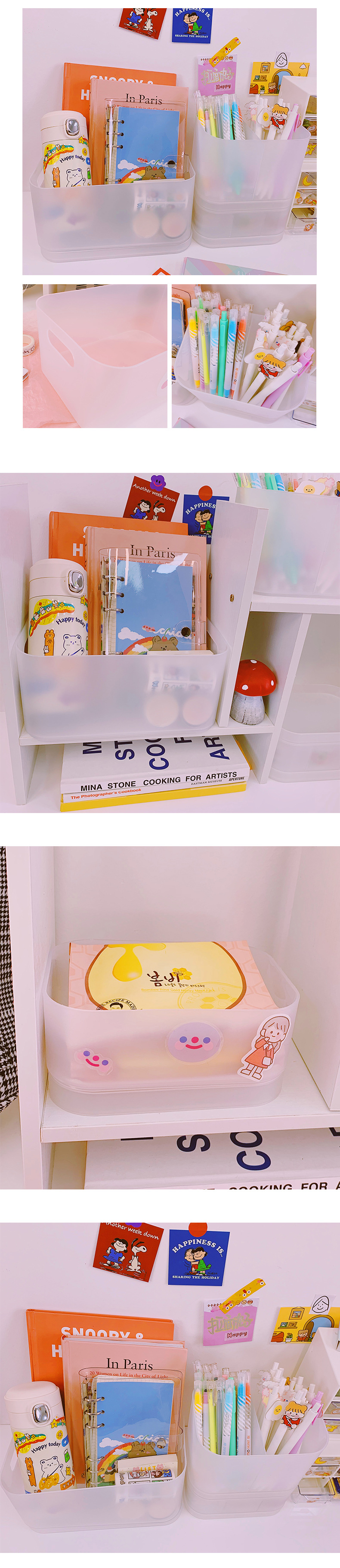 Korean desktop cosmetic storage box frosted transparent dormitory rack finishing boxpicture4