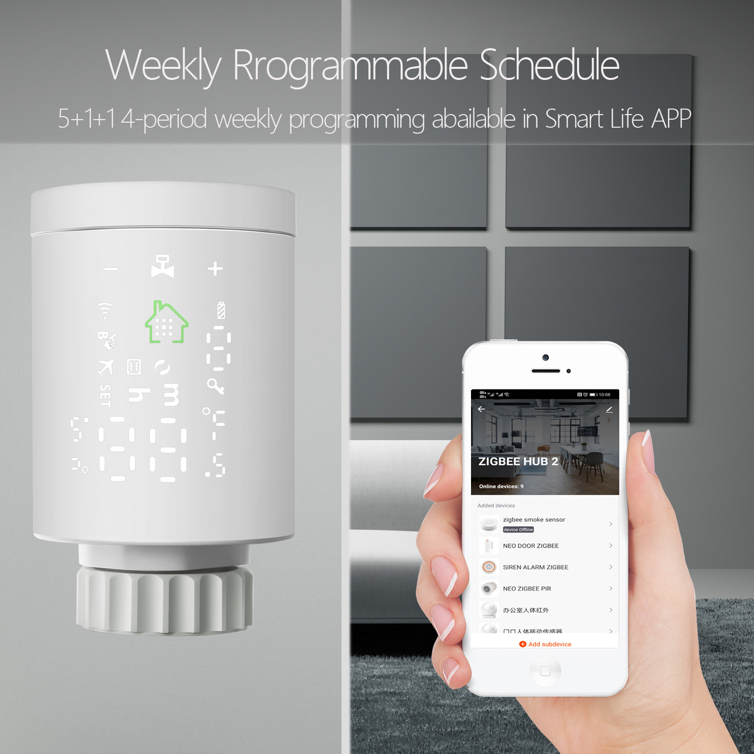 ZIGBEE Smart Radiator Valve Smart Radiator Valve Mobile Phone APP Program Selection Control Smart Thermostat