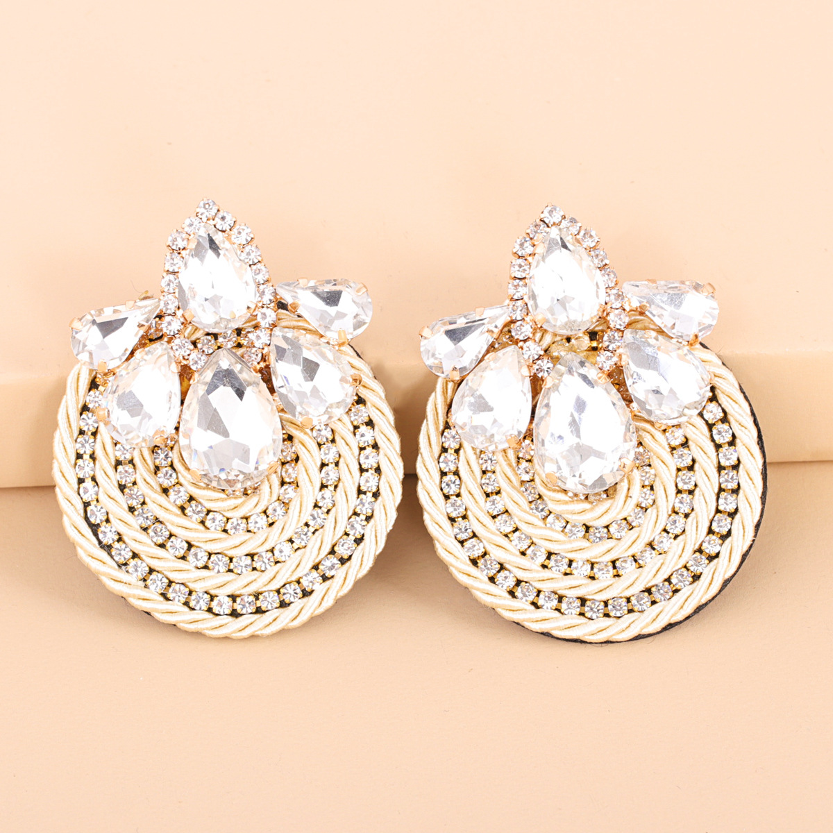 Rhinestone Geometric Round Exaggerated Earrings display picture 30