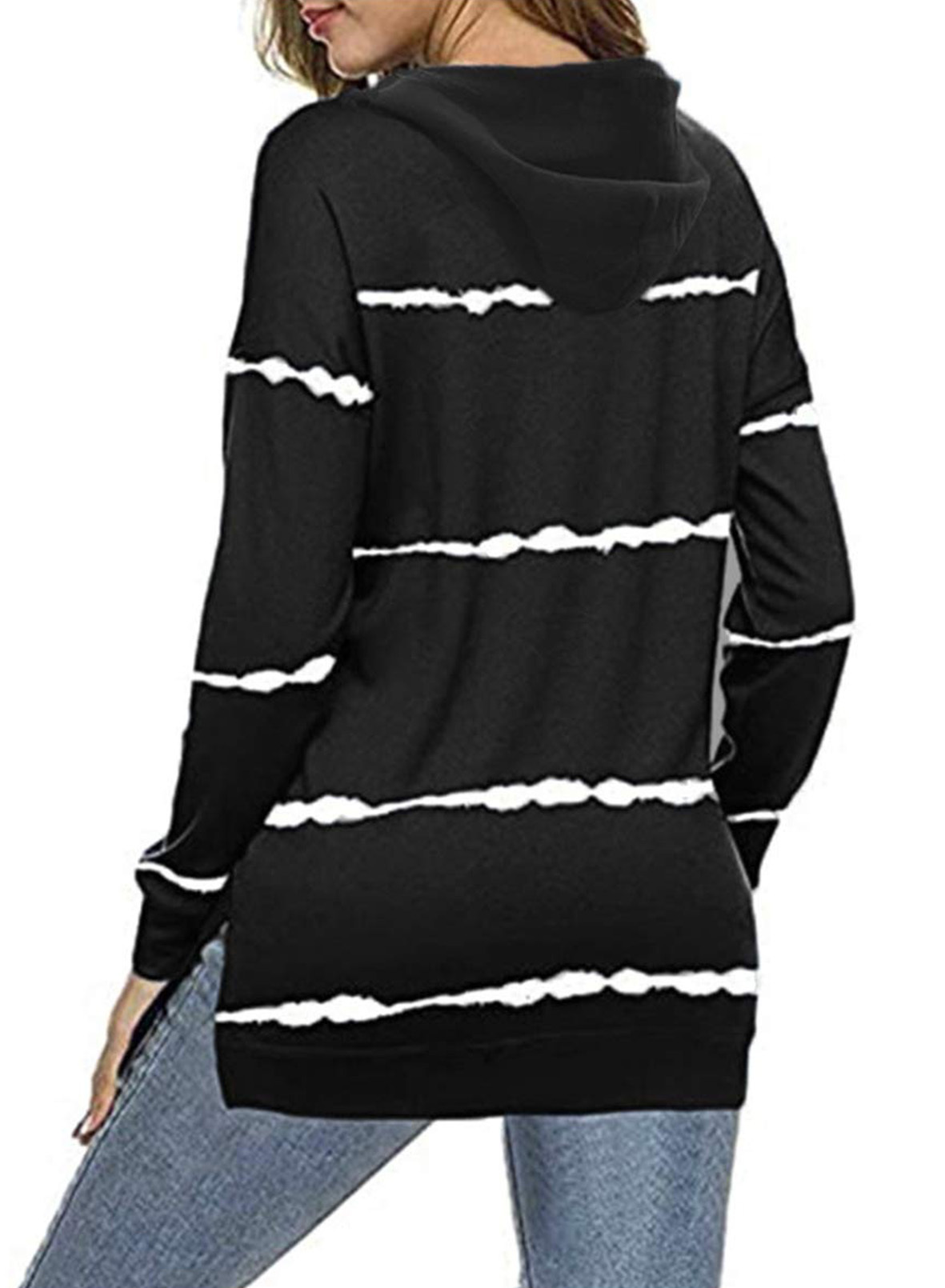 striped sweater women s autumn new style tie-dye hooded long-sleeved pullover ladies blouse  NSSI2720