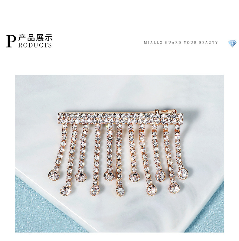 Retro  Tassel Rhinestone Metal Hairpin display picture 4