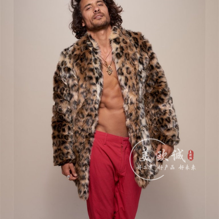 Factory direct European and American new fur coat men's leopard fashion fur coat lapel lovers wholesale