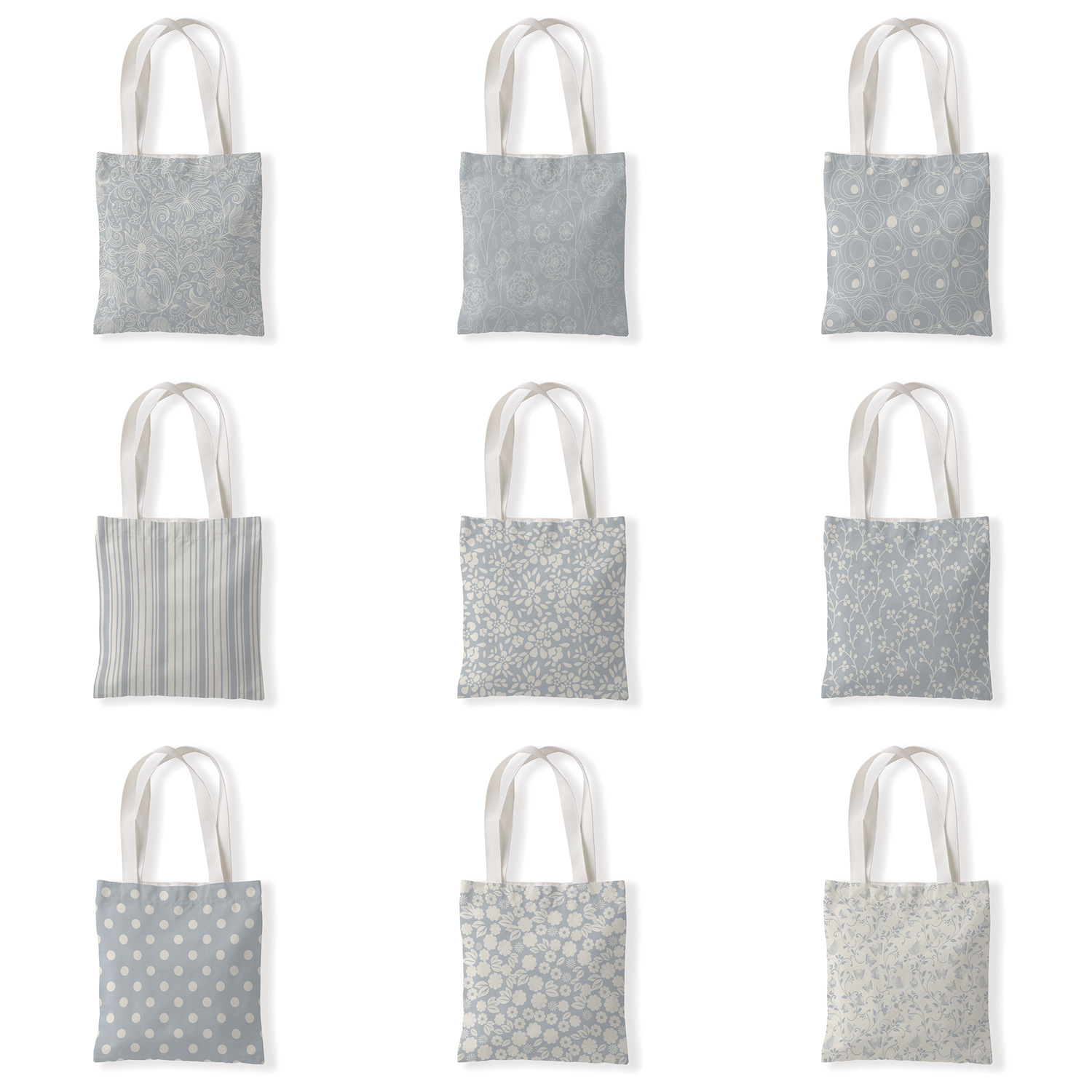 灰色几何图案帆布材质袋单肩学生小手拎包零钱袋休闲百搭女包