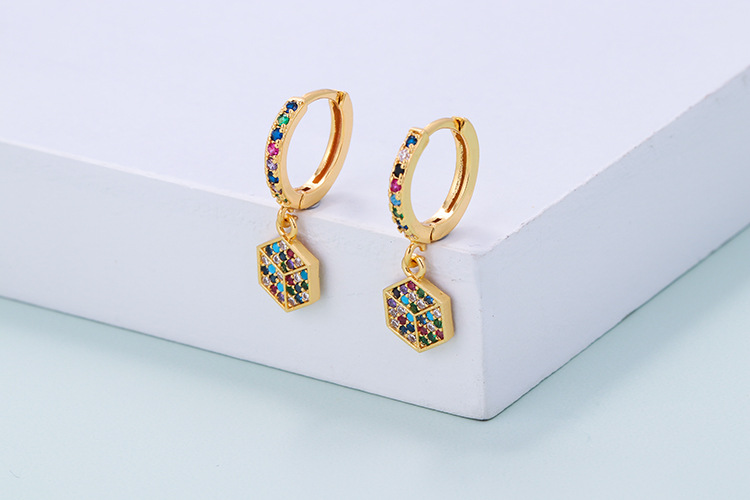 10g Weight Zircon Inlay Material Earrings Classification Housewarming, Anniversary, Business, Wedding, Travel, Birthday, Festival Occasion Copper Material Geometric Pattern Women'S Gender Plating Design Fashion Style Copper Plating Geometric Zircon 35