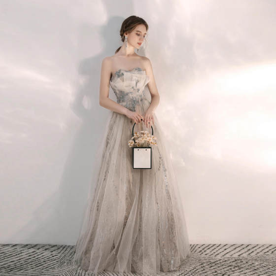 Bridesmaid Dress 2021 New Spring Elegant Strapless Long Dress Slim-fit Slimming Host Banquet Evening Dress for Women