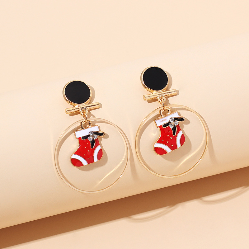 8g Weight Earrings Classification Wedding, Travel, Birthday, Festival Occasion Women'S Gender Fashion Style Fashion Big Circle Christmas Retro Earrings 6