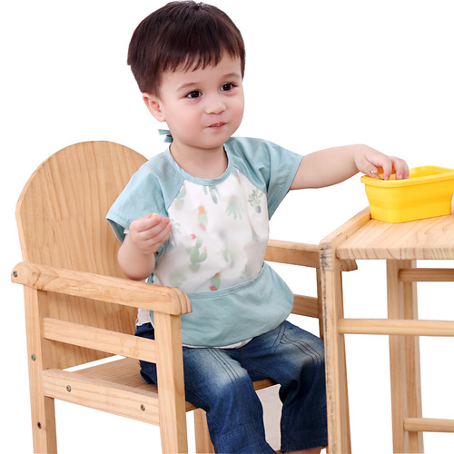 Children's smock waterproof long-sleeved reverse dressing baby eating clothes apron pure cotton children's smock baby bib protective clothing