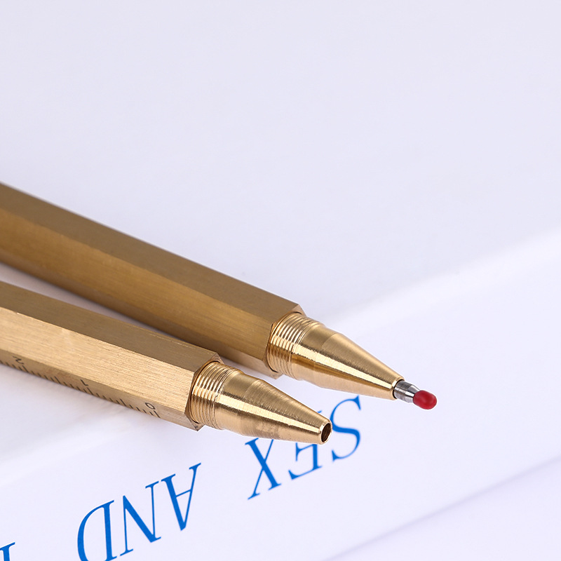 Suministro directo de fábrica de latón multifuncional pluma de metal firma pluma hexagonal pluma de metal de latón de negocios letras personalizadas
