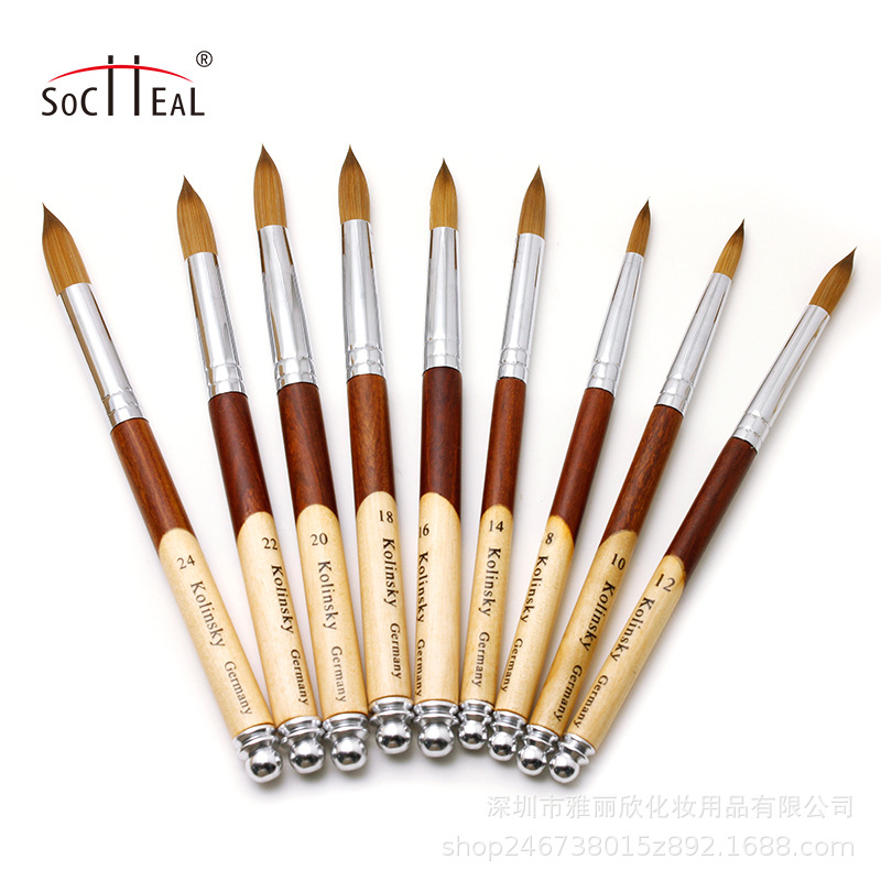 Splicing two-color wooden round head carved crystal pen supply spot nail pen