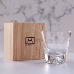 日式原創富士山杯雪山杯玻璃杯家用威士忌烈酒杯江戶硝子水杯批發