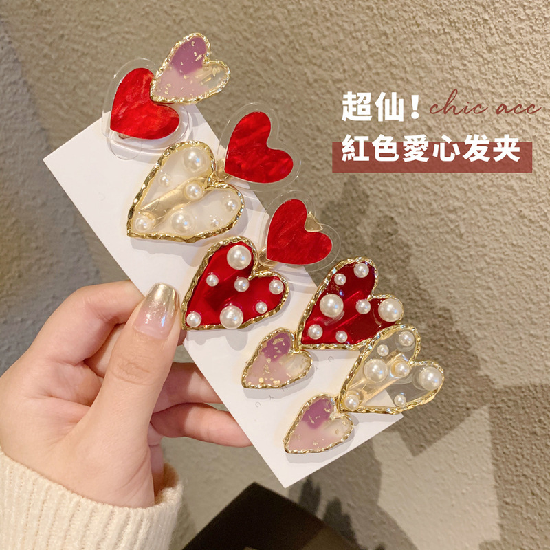 Red Japanese hairgrip pearl