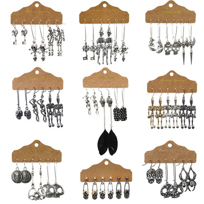 万圣节耳环欧美新款骷髅头骨蜘蛛网南瓜钥匙耳坠跨境耳饰品礼品|ms