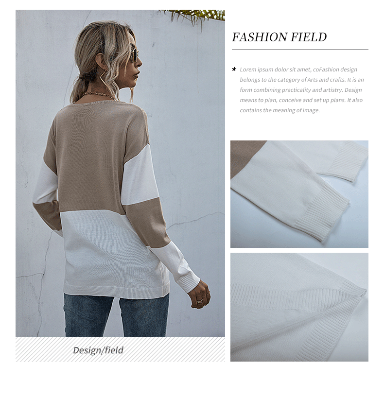 casual all-match round neck contrast top Nihaostyles wholesale clothing vendor NSDMB73447