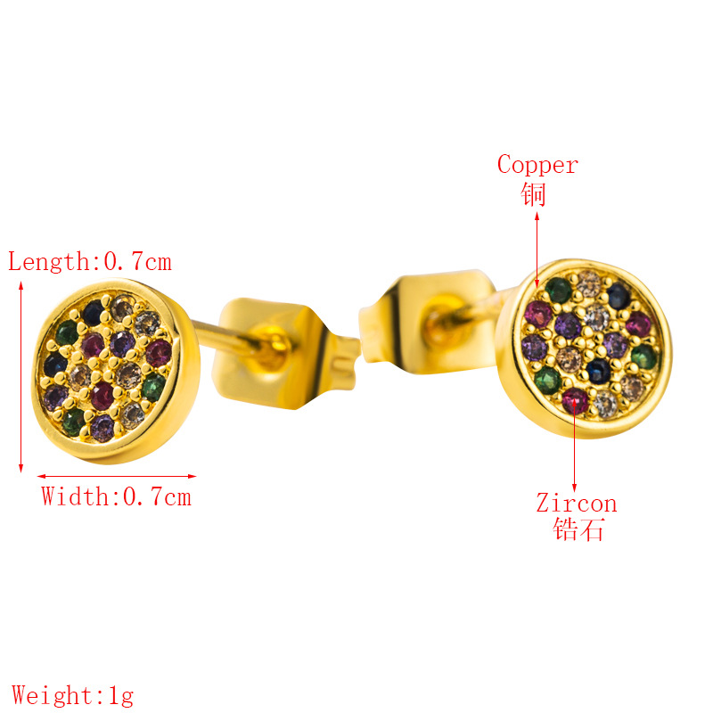 Fashion Retro Round Earrings Copper Gold-plated Micro-set Color Zirconium Earrings Wholesale Nihaojewelry display picture 1