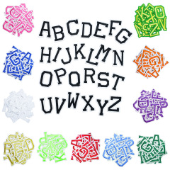 Computer embroidery English letter back adhesive sticker for factory, school, kindergarten, student ID, cloth sticker, digital patch sticker