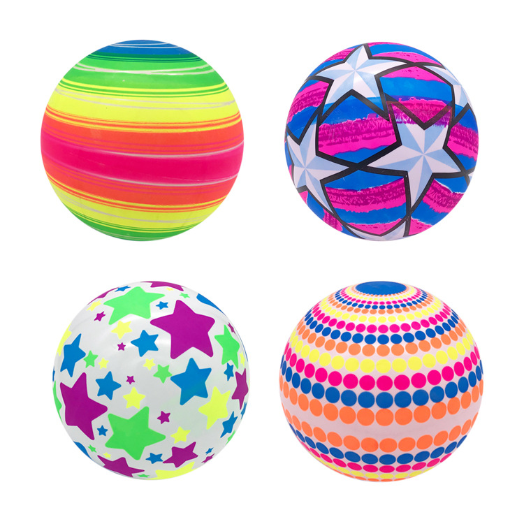 新款PVC彩虹色星星充气皮球 儿童户外运动玩具彩球 一元商品批发