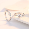 Fashionable ring suitable for men and women for beloved, zirconium, Korean style