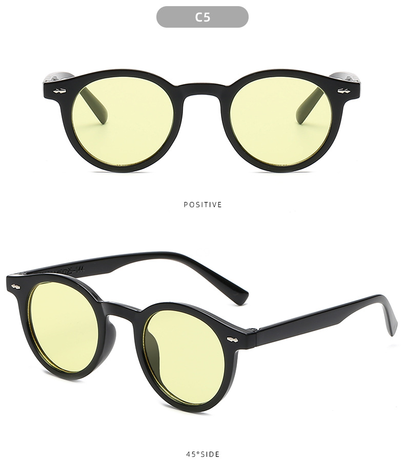 Solid Color Pattern Unisex Gender Fashion Solid Color PC UV400 Protection Round Frame Full Frame Women's Sunglasses