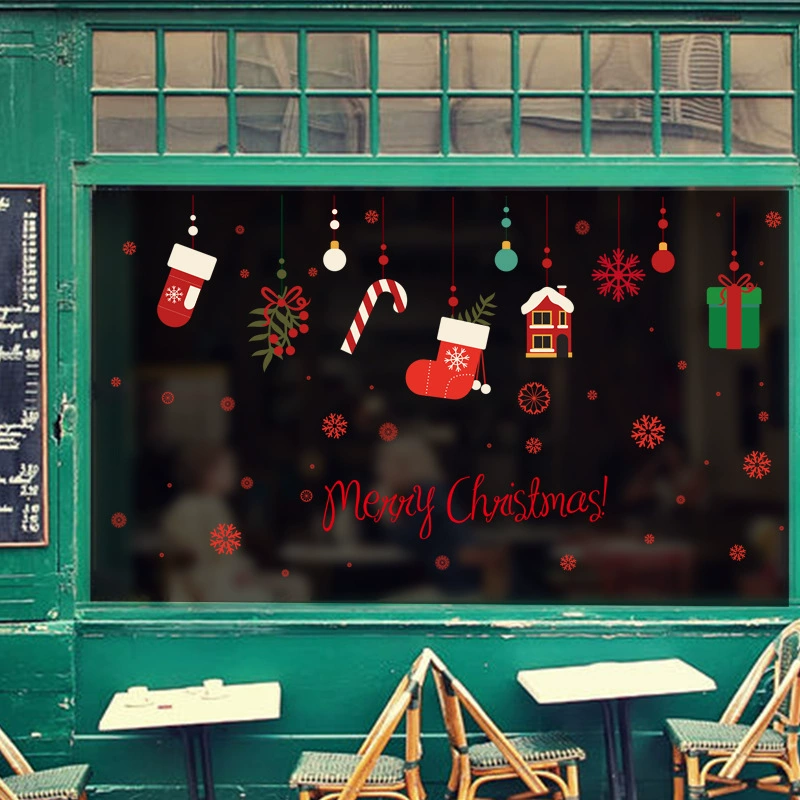 Симпатичные детские рождественские наклейки оконные дверные наклейки стеклянные дверные наклейки украшения Горячая Распродажа XL828 Рождественская подарочная коробка