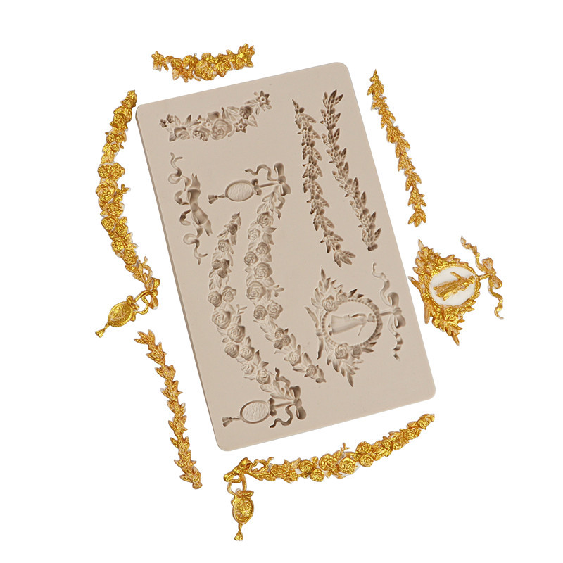 Estilo europeo en relieve molde de silicona fondant decoración de la boda herramienta de molienda para hornear ritmo seco molde de chocolate molde de la torta