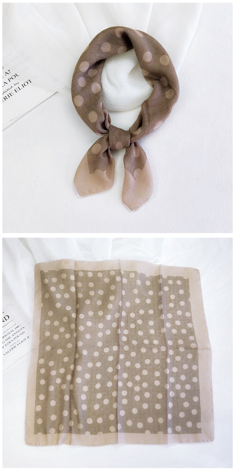 50g Weight Silk Scarf Classification Travel Occasion Unisex Gender Printing Design Sweet Style Grey&Pink, Grey, White, Purple, Green, Blue, Camel, Yellow, Black Color Cotton Linen Small Square Scarf 24