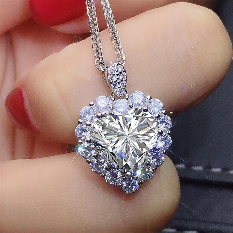 Zhenrong incrustaciones de zafiro en forma de corazón abierto anillo collar de las mujeres de lujo temperamento compromiso colgante traje al por mayor