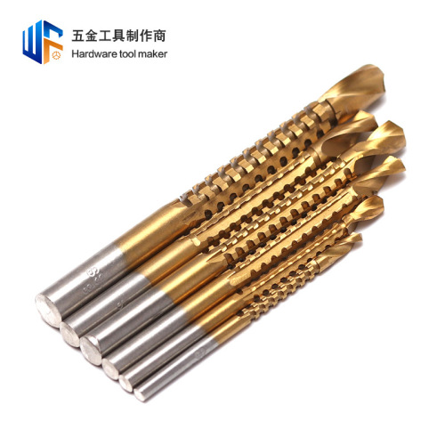 6pcs Woodworking Sawtooth Twist Drill Multifunctional Grooving Punch Saw Drill Bit High Speed ​​Steel Titanium Plated Twist Drill Bit Wholesale
