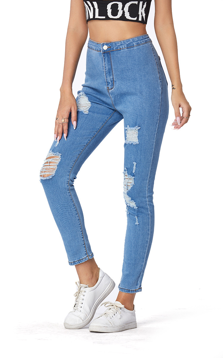 fashion stretch slim ripped demin pants NSSY9869