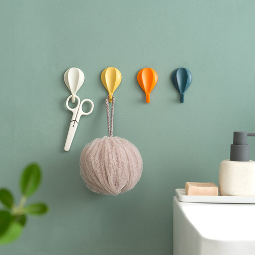 8 hot air balloon hooks, strong adhesive wall-mounted kitchen hooks, no need to punch holes, contrasting color adhesive hooks behind the door