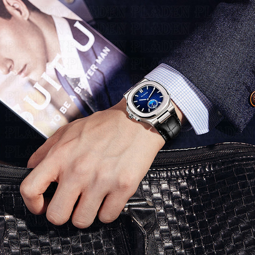 PLADEN brand watch classic men's high-end fashion business stainless steel waterproof quartz watch