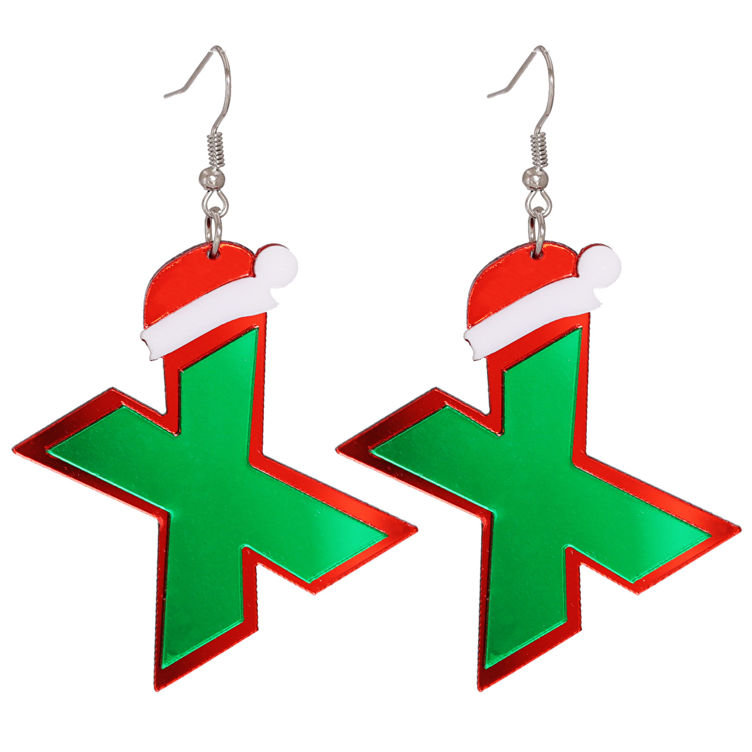 Christmas Acrylic Sheet X-shaped Resin Hat Earrings display picture 5