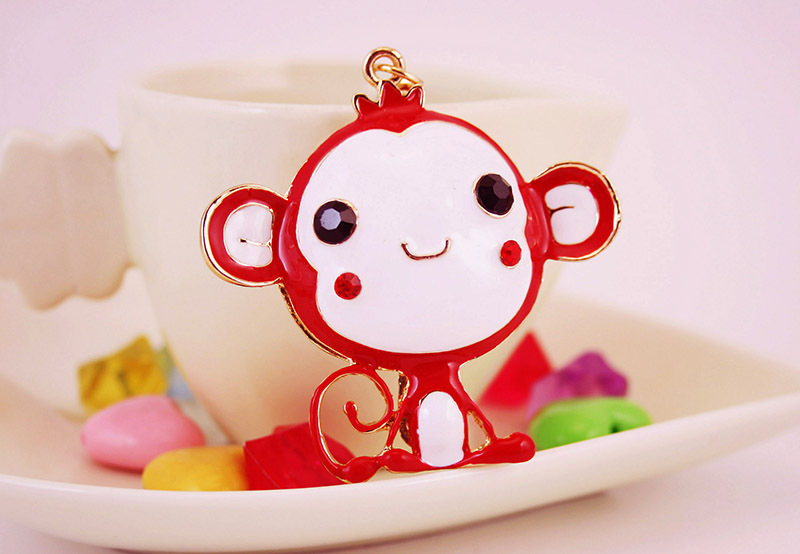 45g Weight Keychain Classification Metal Material Cartoon, Doll, Monkey Pattern Unisex Gender Cute Style Red, Blue, Yellow, Black Color Cartoon Doll Monkey Keychain Metal Unisex Cute Keychain 6