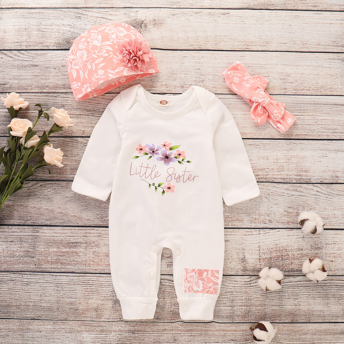 2019ins children's baby flower print lon...