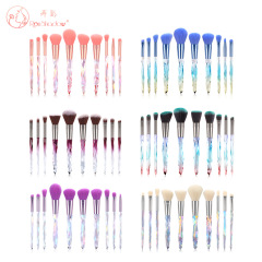 Shadow 5-pc 6-pc 10-pc Transparent Crystal Diamond Makeup Brushes Set, Diamond Handle Powder Brush Beauty Makeup Tools