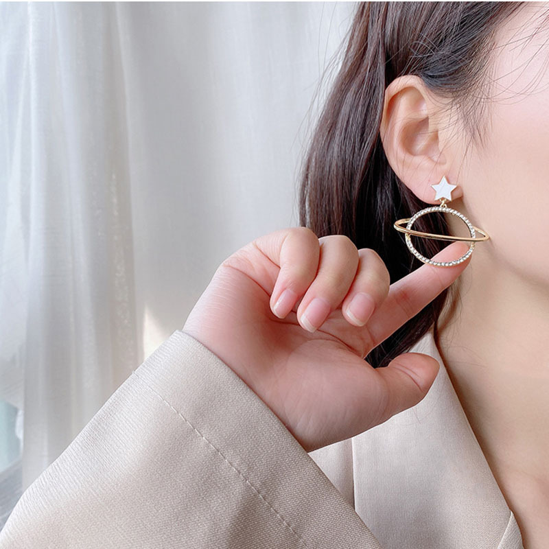 Korean Fashion  Rhinestone Planet Earrings Drop Oil Earrings Femininity Wholesale Nihaojewelry display picture 4