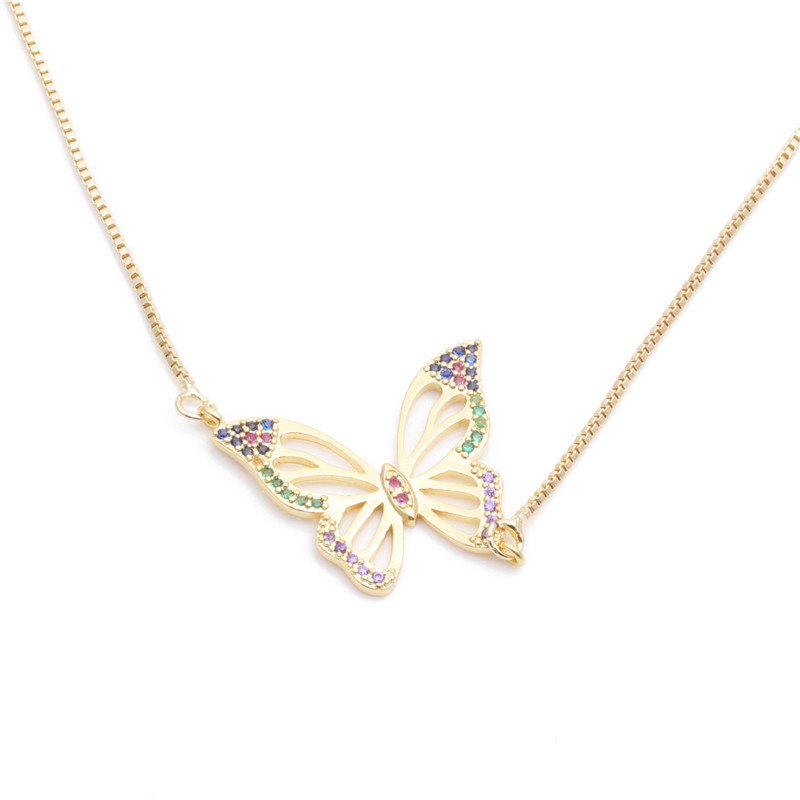 Fashion Jewelry Micro-set Zircon Butterfly Pendant Necklace Ladies Necklace Copper Necklace Wholesale Nihaojewelry display picture 5