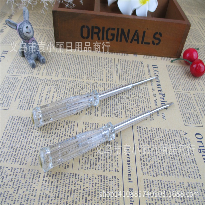 优质透明测电笔验电笔多功能家用电工测试两用一字螺丝刀百货批发