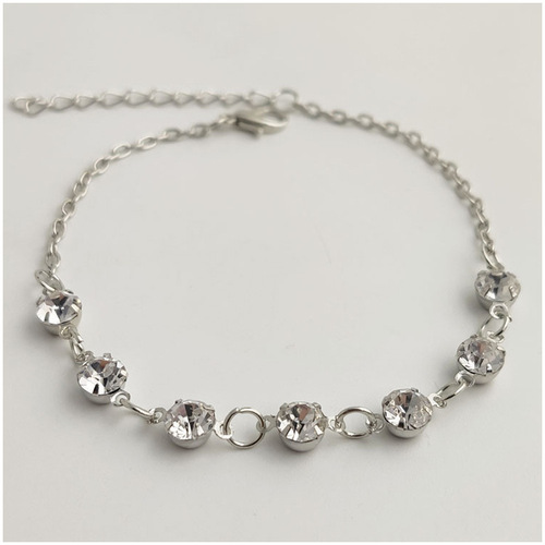 European and American cross-border accessories Summer simple fashion anklets Rhinestone hoop single-layer anklets