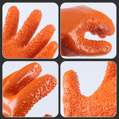 博爾格浸膠顆粒止滑手套耐磨耐油清潔耐酸鹼水產抓魚防護勞保手套