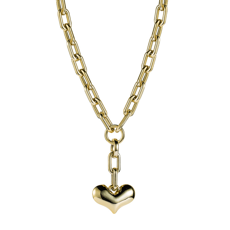 Exaggerated Punk Style Thick Chain Love Pendant Necklace display picture 6