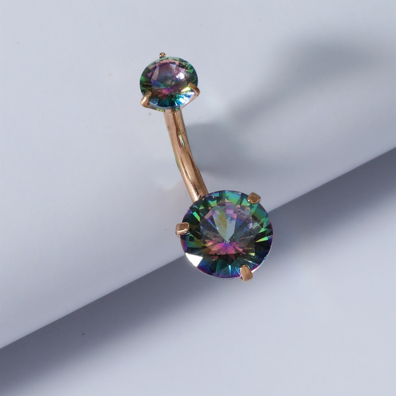 Three Claw Balls Exquisite Colored Zircon Belly Button Ring Belly Button Nail Belly Button Button display picture 4