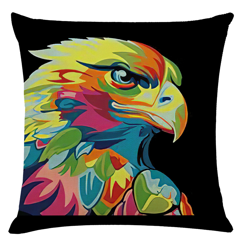 亚马逊 eBay热销新款艺术动物棉麻抱枕套汽车抱枕 办公室午睡抱枕