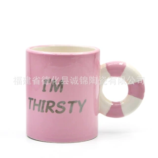 陶瓷甜甜圈杯子手绘饼干马克杯 异形咖啡杯广告促销杯厂家订制